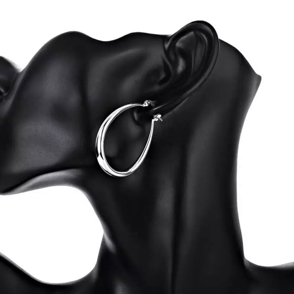 NEW 925 STERLING SILVER HOOPS EARRINGS, WONDERFUL EARRINGS, WOW EARRINGS - Picture 3 of 6
